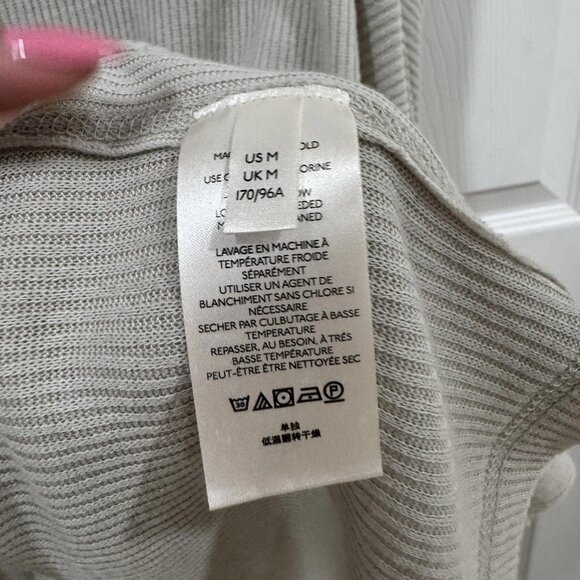 We The Free‎ Sweater Women's Size M Gray Back Slit Cowl Neck Ribbed Long Sleeve - Picture 3 of 10